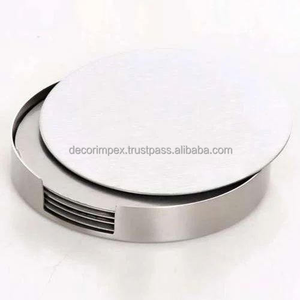 Round <b>Coasters</b> Sublimation Blank Aluminum Glossy <b>Drink</b> <b>Coasters</b> Support Laser Logo Customization - Product Image 2