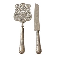 Lot de 2 Spatules à Gâteau Vintage Argentées avec Dentelle, Couteau à Tarte, Idéal pour Mariages et Cadeaux