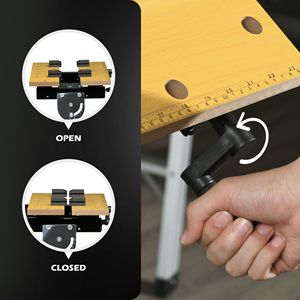 Tavolo da Lavoro per Falegnameria Regolabile in Altezza con 4 Morsetti e Telaio in Acciaio, Capacità 100 kg per Officine e Laboratori - Product Image 6