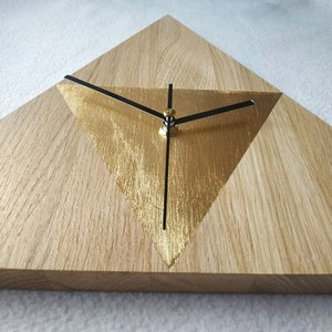 Hand Crafted Wooden Triangle <b>Wall</b> <b>Clock</b> Analog Quartz Silent Design Living Room <b>Decor</b> - Product Image 5