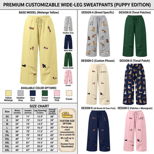 Cosh Sports Embroidered Dog Print Joggers Casual Yellow Loose-Fit Wide-Leg Baggy <b>Jeans</b> with Drawstring Waist - Product Image 6