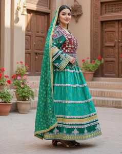 Novedades 2026: Elegante Salwar Kameez Afgano Kuchi de Georgette de Seda Bordado, Ajustado, de Manga Larga para Fiesta, Maxi Vestido para Mujer - Product Image 3