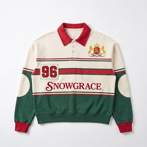 เสื้อรักบี้แขนยาว Snowgrace คอปกพับได้ ปักโลโก้ ทรงปกติสำหรับผู้ชาย เสื้อกีฬาสำหรับผู้ใหญ่ - Product Image 1