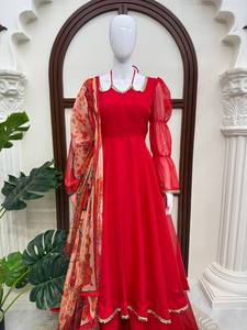 Salwar de Diseñador de Lujo para Mujer, Largo hasta el Tobillo, para Fiesta de Diwali, con Espejos, Encaje Elegante, Reversible, Antiarrugas, de Secado Rápido - Product Image 6
