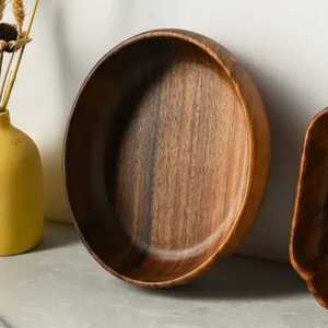 Handmade Premium Mango Wood Charger Plate with Lid Stand Eco-Friendly Wedding Dinnerware Classic Design Durable & Biodegradable - Product Image 2