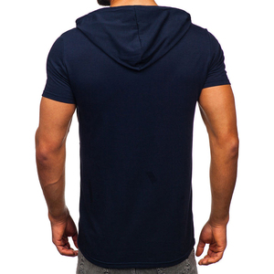 Men’s Short Sleeve Hoodie Workout Gym Sweatshirt Muscle Fit <b>Athletic</b> Pullover Cotton Hooded T Shirt Lightweight hoodies - Product Image 2