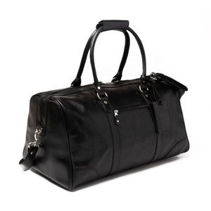 Luxury Genuine Leather Travel Duffel Bag Solid Black Durability Feature - Product Image 6