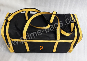 <b>Prime</b> Bags Black Yellow Polyester Duffel Bag Dual Zipper Adjustable Strap Sport Travel Water Resistant Durable - Product Image 5