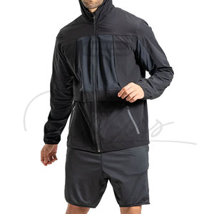 ชุดเซ็ตผู้ชาย OEM สองชิ้น เสื้อแจ็คเก็ตและกางเกงขาสั้นกันลมแบบสั่งทำพิเศษ ซิปเต็มตัว ผ้าไนลอน ชุดเซ็ตกางเกงขาสั้นกันลมสองชิ้น - Product Image 1