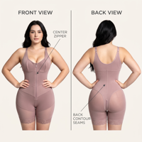 Body gainant respirant à fermeture éclair frontale pour femme, effet ventre plat et remonte-fesses, compression forte, corset amincissant la taille, offre ODM