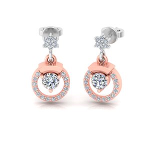 Classic Design Round Cut Lab Grown Diamond 14K Solid <b>Gold</b> <b>Dangle</b> <b>Earrings</b> for Gift Party & Anniversary Everyday Wear - Product Image 5