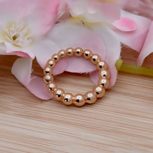 Wholesale 925 Sterling <b>Silver</b> Rose Gold Plated Ball Bead Stackable <b>Ring</b> Memoria Jewels - Product Image 5