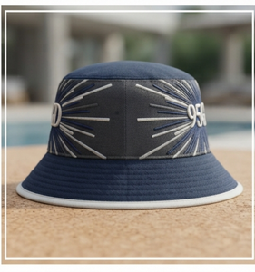 Waterproof Terry 95GD Bucket <b>Hat</b> Unisex Adult Spring Summer Casual Fisherman Front Panel Letter Design <b>Navy</b> Gray - Product Image 2