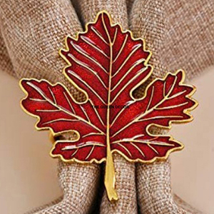 Porte-serviettes en métal inoxydable poli brillant, design en forme de feuilles de vigne, pour la décoration de table de mariage ou de dîner - Product Image 1