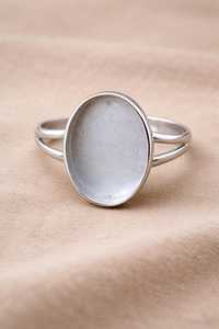925 Sterling Silver Split Shank Bezel Semi Mount Oval 8x10mm Ring Setting Minimalist Modern Elegant Engagement <b>Wedding</b> Ring - Product Image 2
