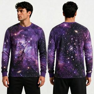 Sweat-shirt à manches longues en polaire noir et blanc pour homme, sublimation fluide, polyester respirant, imprimé, confortable, chaud, décontracté - Product Image 4