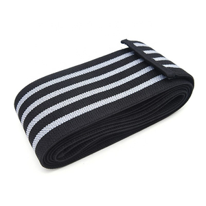 Wholesale Knee Support Knitted <b>Black</b> Blue Striped Breathable Hook & Loop Closure Unisex All Seasons Protection - Product Image 6