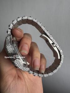 Reloj Mecánico de Lujo Personalizado de Alta Calidad con Moissanita VVS, Esfera de Cristal Chapada en Rodio Blanco, Estilo Hip Hop Elegante para Hombre - Product Image 4