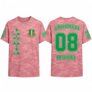 เสื้อยืดลายพรางสีชมพูพิมพ์ลายตัวอักษรกรีก Aka Wear แขนสั้น ทรงปกติ เสื้อยืดลำลองสำหรับผู้ชาย - Product Image 1
