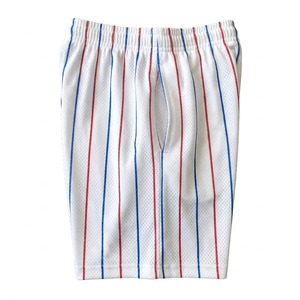 Shorts en maille unie pour hommes, taille mi-haute élastique, séchage rapide, respirant, style décontracté urbain, 100 % polyester, motif rouge, bleu, blanc - Product Image 3
