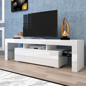Modern White LED <b>TV</b> Stand with 20 Colors & <b>Remote</b> Control Lights Convenient Home Entertainment Accessory - Product Image 4