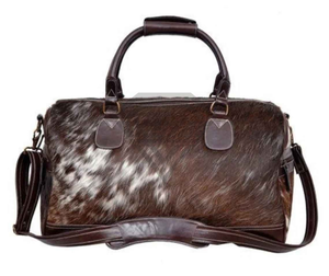 Bolsa de Viaje de Cuero Genuino con Pelo de Vaca, Bolsa de Fin de Semana de Lujo Hecha a Mano, Bolsa de Gimnasio de Cuero Vacuno Marrón, Bolsa de Viaje Resistente para Pasar la Noche - Product Image 2