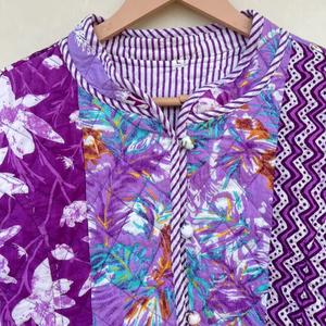 Veste d'hiver indienne faite à la main 100% coton écologique matelassée anti-plis respirante séchage rapide imprimée numériquement avec poche avant - Product Image 1