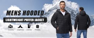 <b>Men's</b> Blue Puffer <b>Jacket</b> With Orange Zipper Stand Collar Casual Winter Windproof Polyester Wadding Regular Fit - Product Image 2