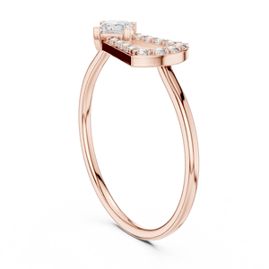 Bague ouverte géométrique en or rose avec diamant Moissanite taille princesse pour femme, bijou fin minimaliste, cadeau - Product Image 2