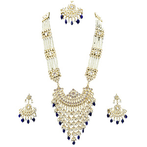 Indian Stylish Layered Pearl Rani Haar Long Kundan Necklace Jewellery Set Wedding Engagement Party Gift Antique Gold Plated - Product Image 3