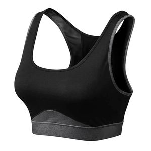 Women's Black Pink Contrast <b>Racerback</b> Sports <b>Bra</b> Scoop Neck High Support Quick Dry Breathable Mesh Yoga Fitness Wear Seamless - Product Image 5