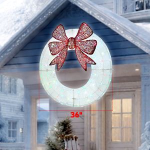 Guirlande lumineuse LED bicolore de 36 pouces pour intérieur/extérieur, Noël, avec minuterie quotidienne, télécommande et décorations de baies. - Product Image 3