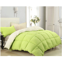 Couette matelassée réversible rose et pêche, garnissage polyester, usage hivernal, hypoallergénique, lavable en machine, respirante