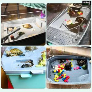 Turtle Tank with Water Filter, <b>Pump</b>, Basking Platform & Turtle House for Tortoises, Reptiles and <b>Small</b> Turtles - Product Image 3