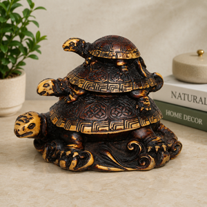 Escultura de Resina de Tortugas Apiladas, Figura de Feng Shui, Decoración Animal Hecha a Mano para Mesa de Sala de Estar - Product Image 1