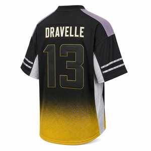 Men's V-Neck Short Sleeve Football Jersey Mesh 100% Polyester Gradient Black Gold Number 13 Sublimated Print <b>Athletic</b> Fit - Product Image 5
