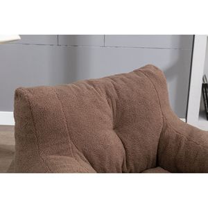 Poltrona a sacco 010 in schiuma trapuntata in morbido tessuto Teddy, comodo divano a sacco con design a caffè - Product Image 6