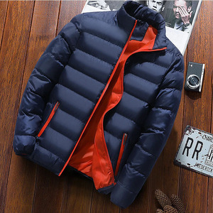 Men's Color Blocked Quilted Puffer Jacket Hooded Zipper Closure Stand Collar Windproof Winter Casual Coat Fox Fur Sheep <b>Skin</b> - Product Image 4