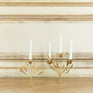 Gold Finish Metal Floral <b>Candle</b> Holder with Leaf Design Decorative Taper <b>Candle</b> Stand Elegant Home Table Centerpiece - Product Image 4