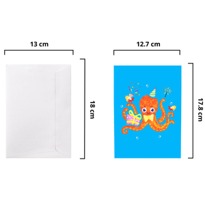 Tarjeta de Felicitación 3D Pop-Up de Cumpleaños con Temática de Animal de Dibujos Animados (Pulpo), Tarjeta de Felicitación Hecha a Mano - Product Image 2