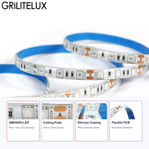 Bande LED horticole SMD5050 DC12V 60 LED/m 12-14W/m 450nm 660nm IP65 PCB flexible pour l'agriculture verticale - Product Image 4