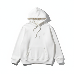 <b>White</b> Oversized Hooded <b>Sweatshirt</b> <b>Men</b> Casual Cotton French Terry Embroidered Logo Front Pocket Regular Fit Autumn Style - Product Image 1