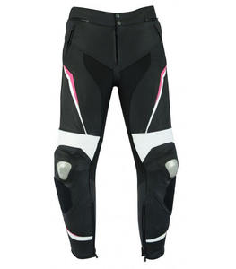 Pantalon en cuir pour moto avec protections homologuées CE, unisexe, été/hiver, protection en acier, fermeture éclair YKK, cuir de vachette imprimé, coupe-vent - Product Image 1