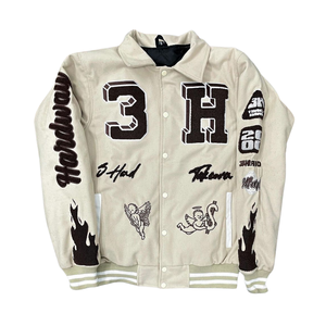 Chaqueta Varsity de Lana y Cuero Personalizable de Alta Calidad para Hombre, Cortavientos, Estilo Urbano, Deportiva, con Bordado Chenille - Product Image 4