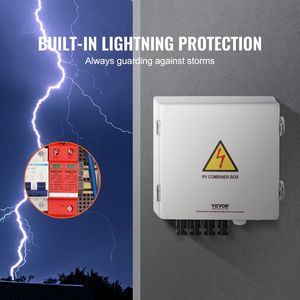 Quadro di Combinazione Fotovoltaico 4 Stringhe con Fusibile da 10A e Interruttore Automatico da 63A con Scaricatore di Fulmini per Connessioni Solari - Product Image 5