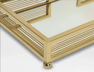<b>Gold</b> <b>Mirror</b> <b>Rectangular</b> Metal Decorative Serving Tray Polished Iron Table Display Eco-Friendly Catering for Christmas Party - Product Image 2