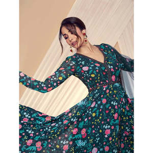 ชุดคุर्ตาลายดอกไม้ MALAIKA ARORA พร้อมงานปักด้วยด้ายและลูกไม้ พร้อมผ้าคลุมไหล่ ไซส์ XS [34] - Product Image 1