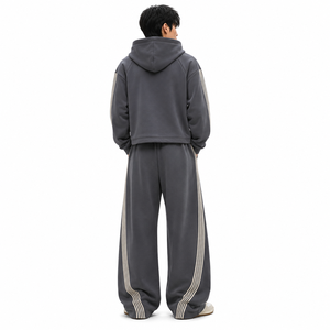 Ensemble de survêtement pour homme, comprenant un sweat à capuche épais oversize et un pantalon de survêtement à jambes larges, style streetwear personnalisé, vente en gros, ensembles USA - Product Image 3