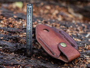Cuchillo Plegable de Acero de Damasco de Grado Industrial Prime Crafts International con Hoja de Punta Caída y Mango de Madera/Personalizado con Perilla de Pulgar - Product Image 5
