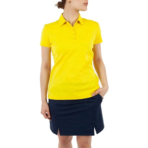 Polo pour femme à manches courtes en coton respirant, coupe ajustée, haut décontracté d'été, léger, confortable, doux, col classique, idéal - Product Image 1